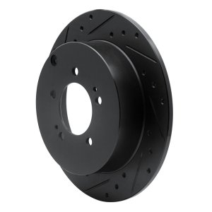 Mitsubishi Outlander Brake Rotor (1) - Rear Left - R1 Concepts - Drilled & Slotted - Black - `07-`15